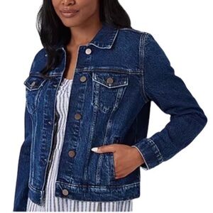 a.n.a Midweight Stretch Denim Button Blue Jean Jacket Dark Rinse Plus Size XXL